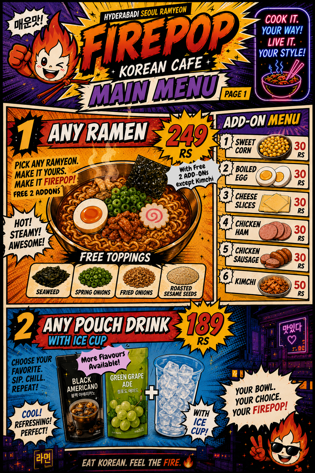 FirePop Menu Page 1